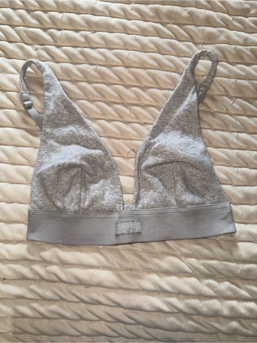 SKIMS Light Gray Ribbed Wireless Bralette